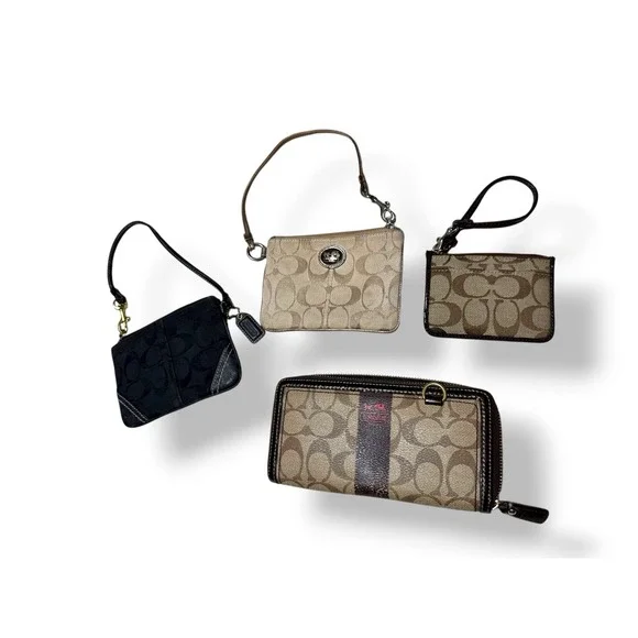 Coach Wallet Wristlet Set Lot Of 4 Y2K Signature Glam - Picture 1 of 5